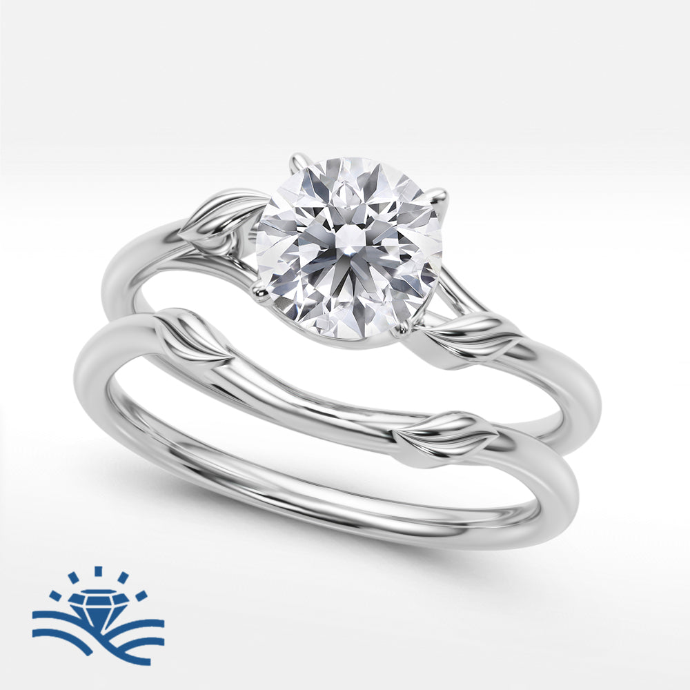 Round Solitaire Twist Band Moissanite Engagement Ring