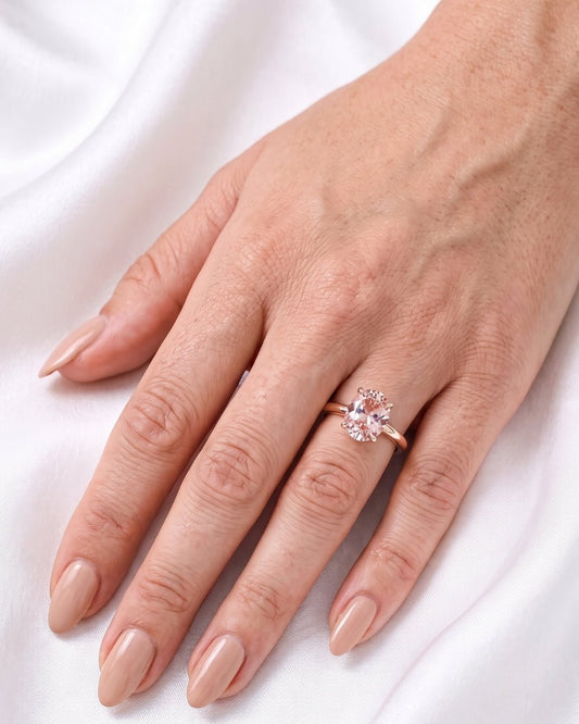 Aurora - Oval Solitaire Pink Diamond Engagement Ring - Moissanite Engagement Rings