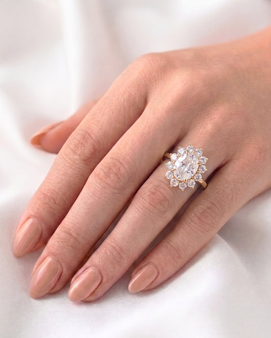Brynn: Floral Oval Moissanite Engagement Ring