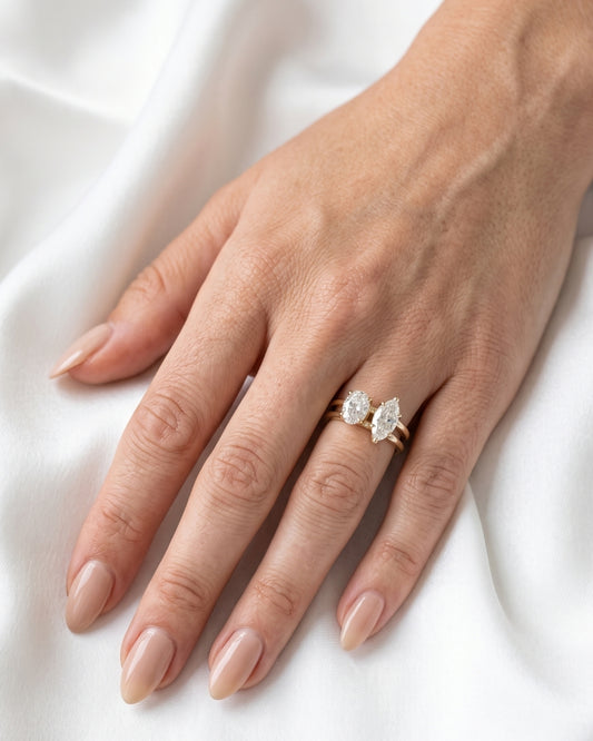 Calla: Marquise and Round Crossover Moissanite Engagement Ring