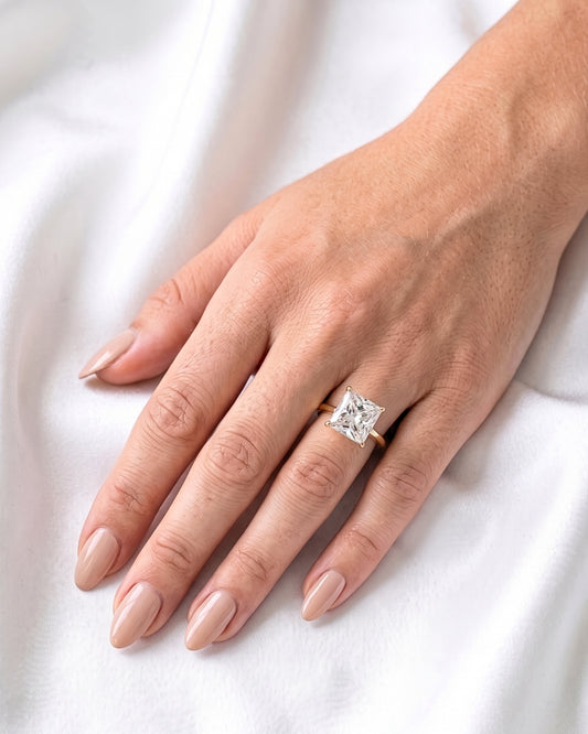 Cassia: Princess Hidden Halo Moissanite Engagement Ring