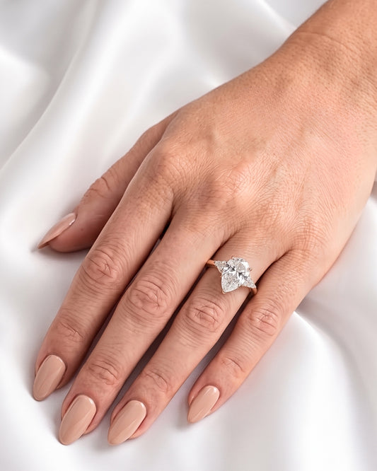 Demi: Pear Cluster Stones Moissanite Engagement Ring