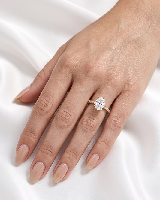 Elodie: Oval Full Pavé Moissanite Engagement Ring