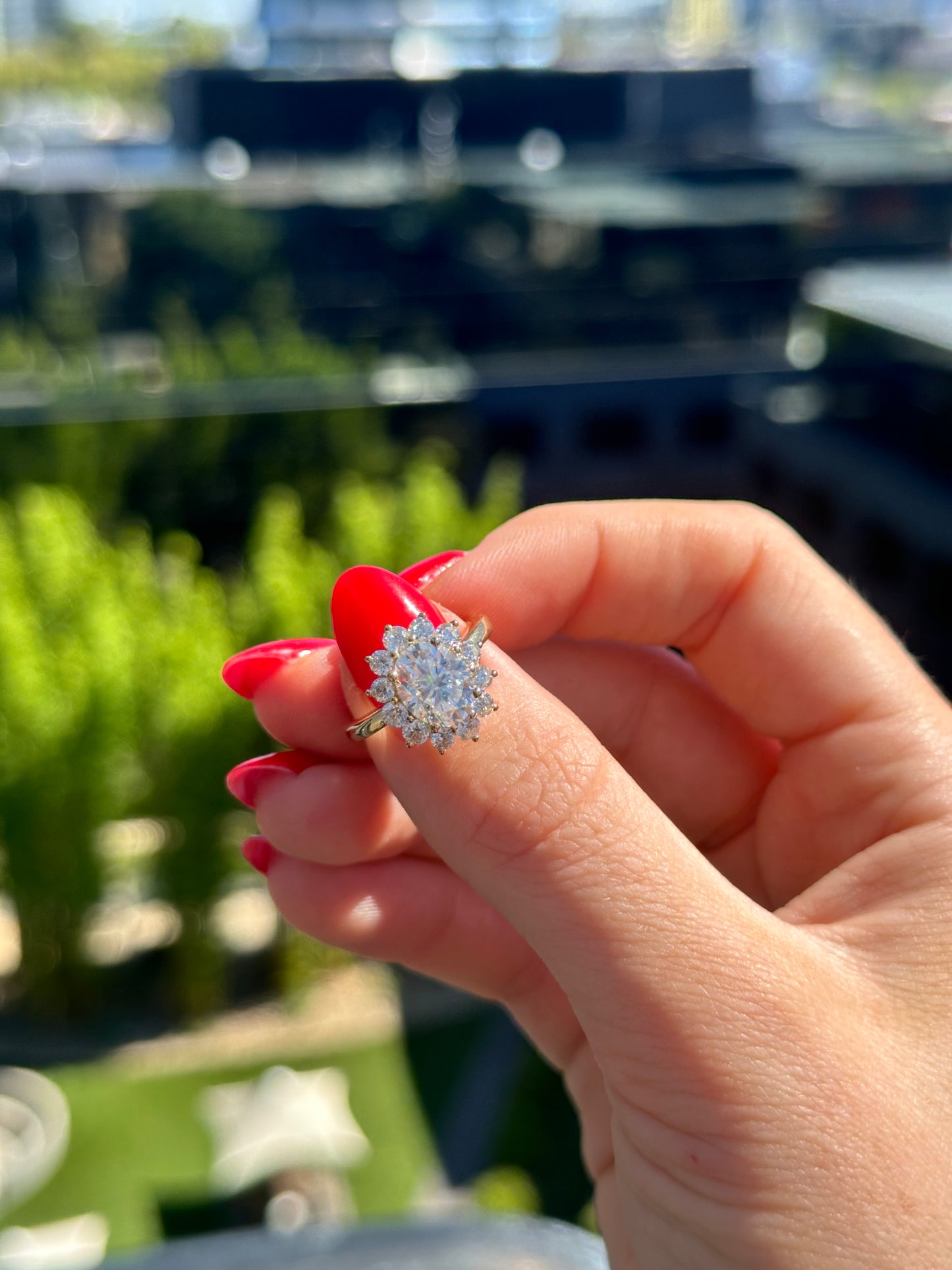 Floral Oval Moissanite Engagement Ring