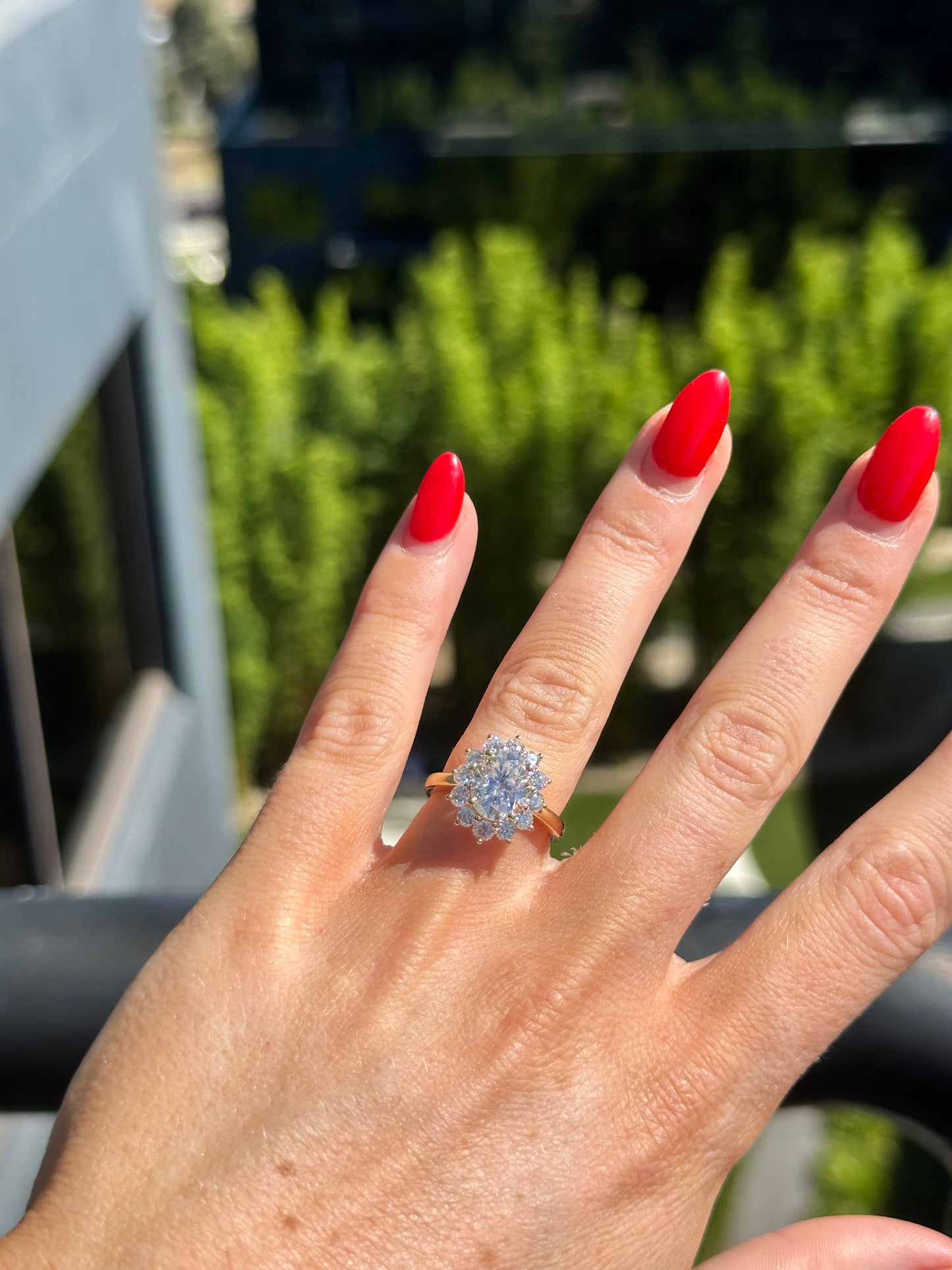 Floral Oval Moissanite Engagement Ring