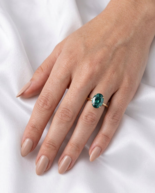 Ivy - Oval Green Moissanite Engagement Ring
