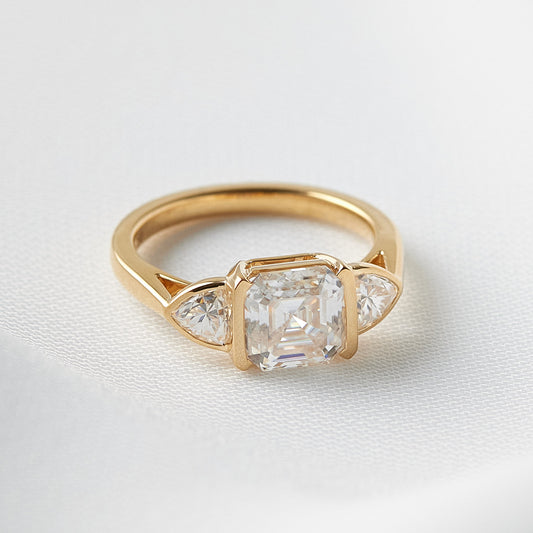 Cushion Trilogy Diamond Engagement Ring