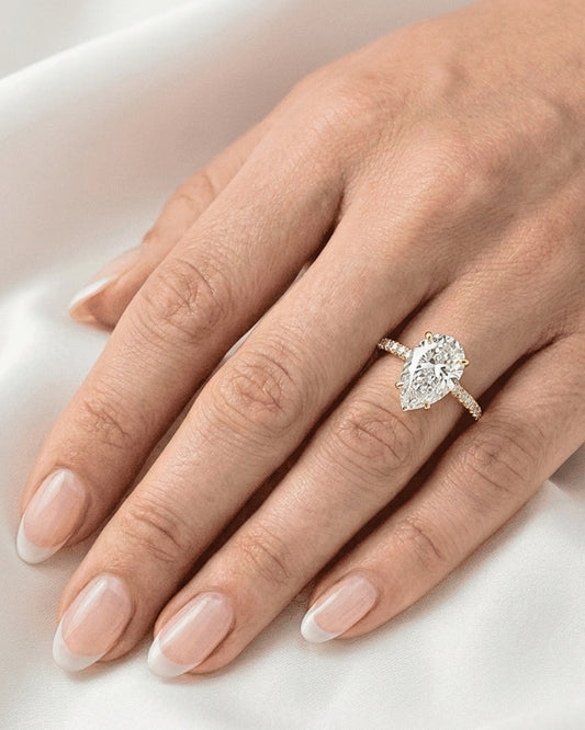 Anya: Pear Half Pavé Hidden Halo Diamond Engagement Ring