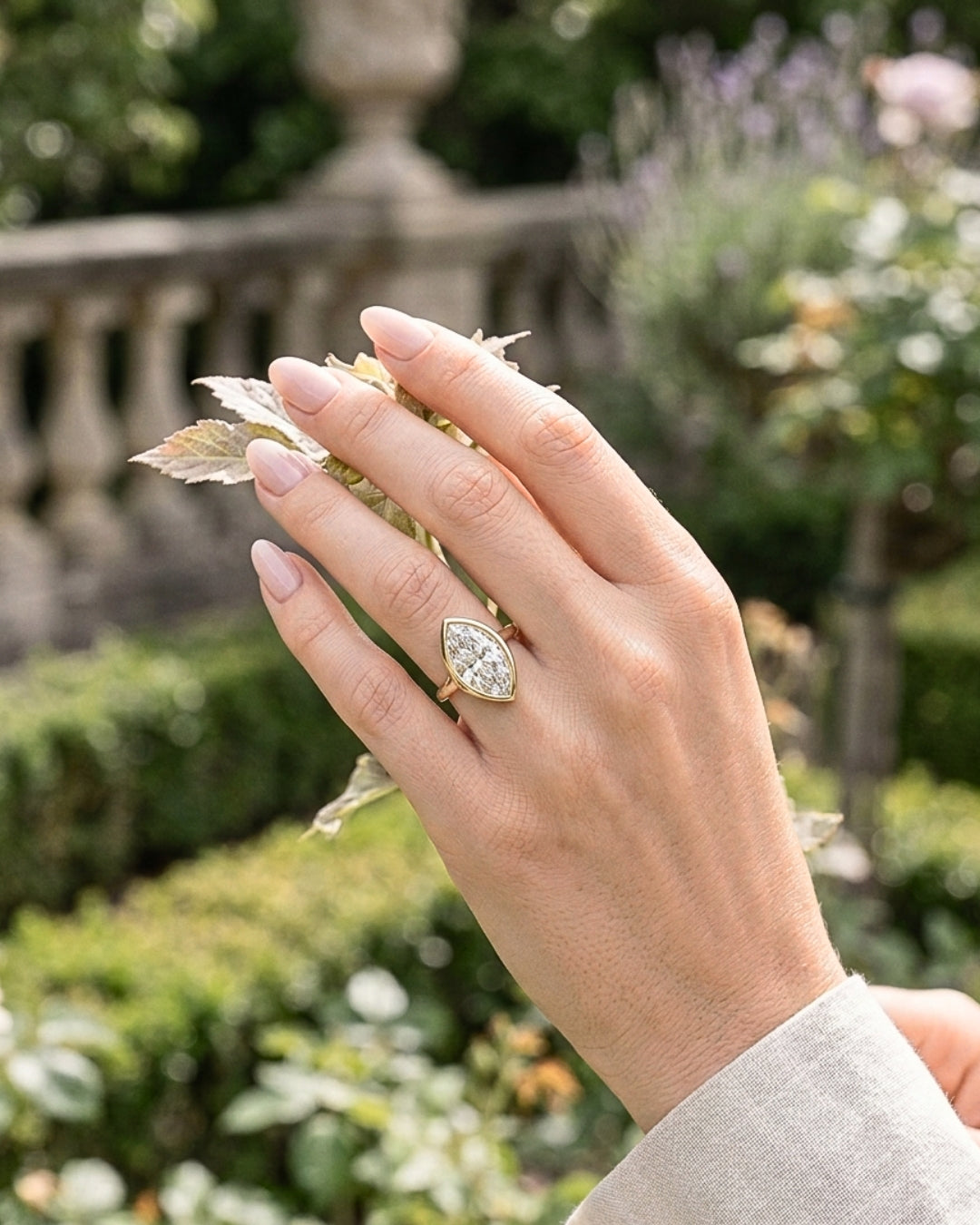 Mae - Marquise Bezel Moissanite Engagement Ring