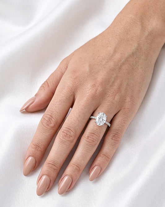Margaux - Oval Dovetail Pavé Moissanite Engagement Ring - Moissanite Engagement Rings
