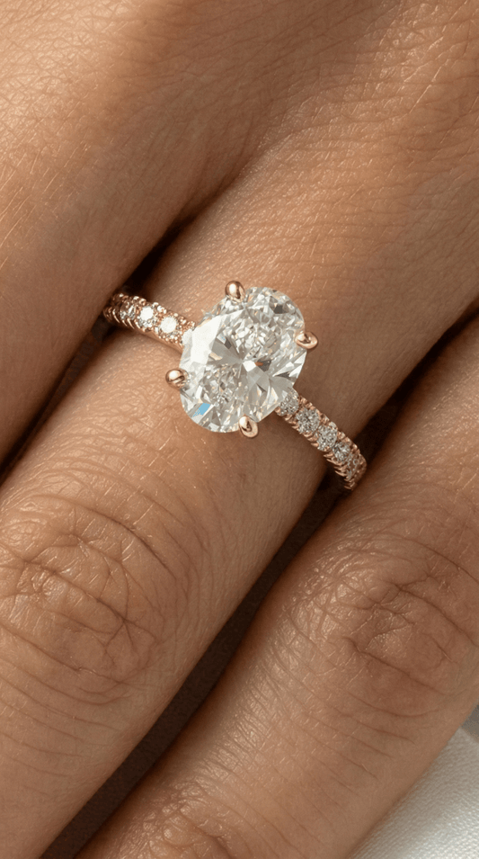 Oval Full Pavé Moissanite Engagement Ring - Moissanite Engagement Rings