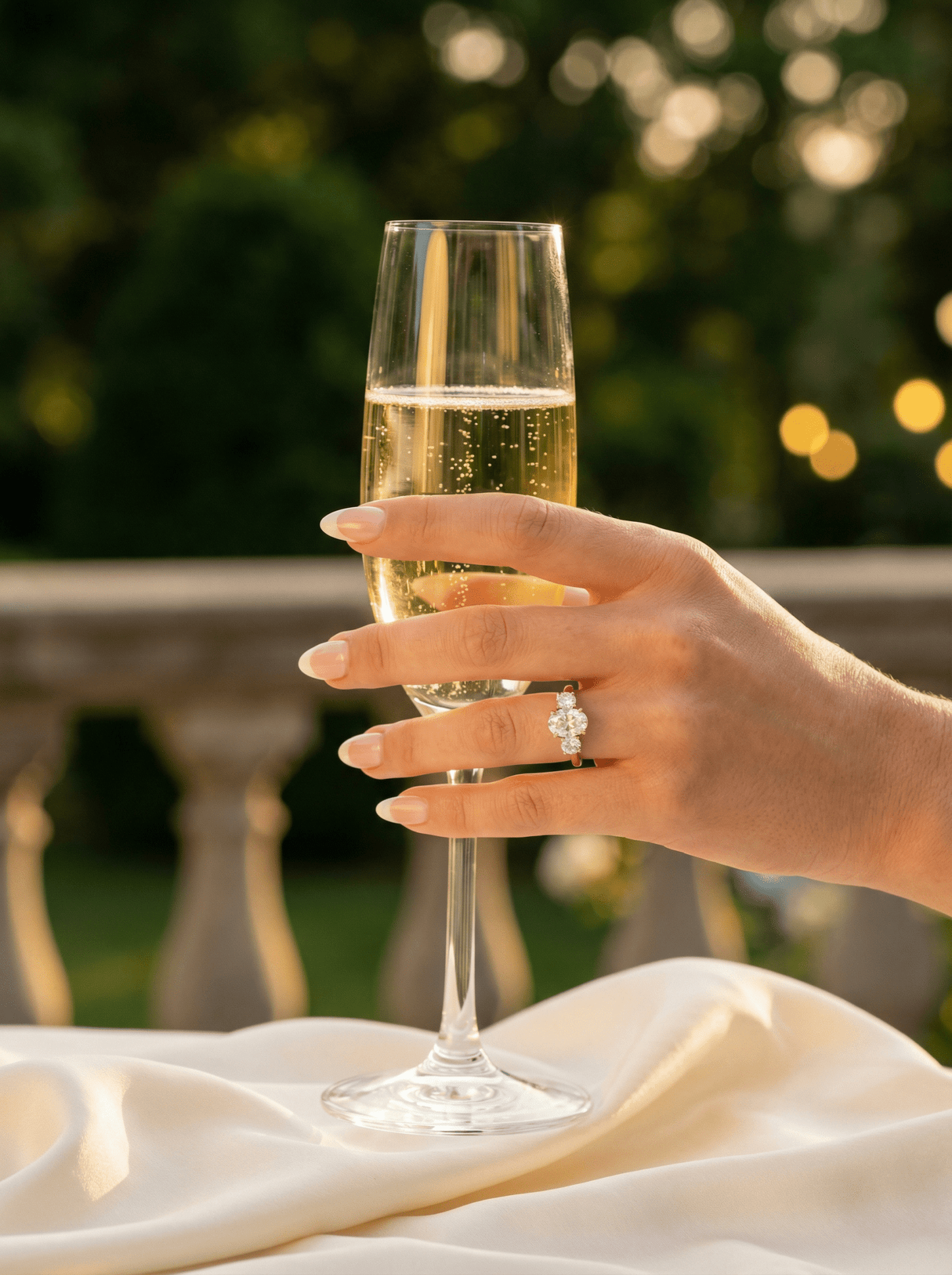 Oval Trilogy Round Setting Moissanite Engagement Ring - Ready To Ship - Moissanite Engagement Rings