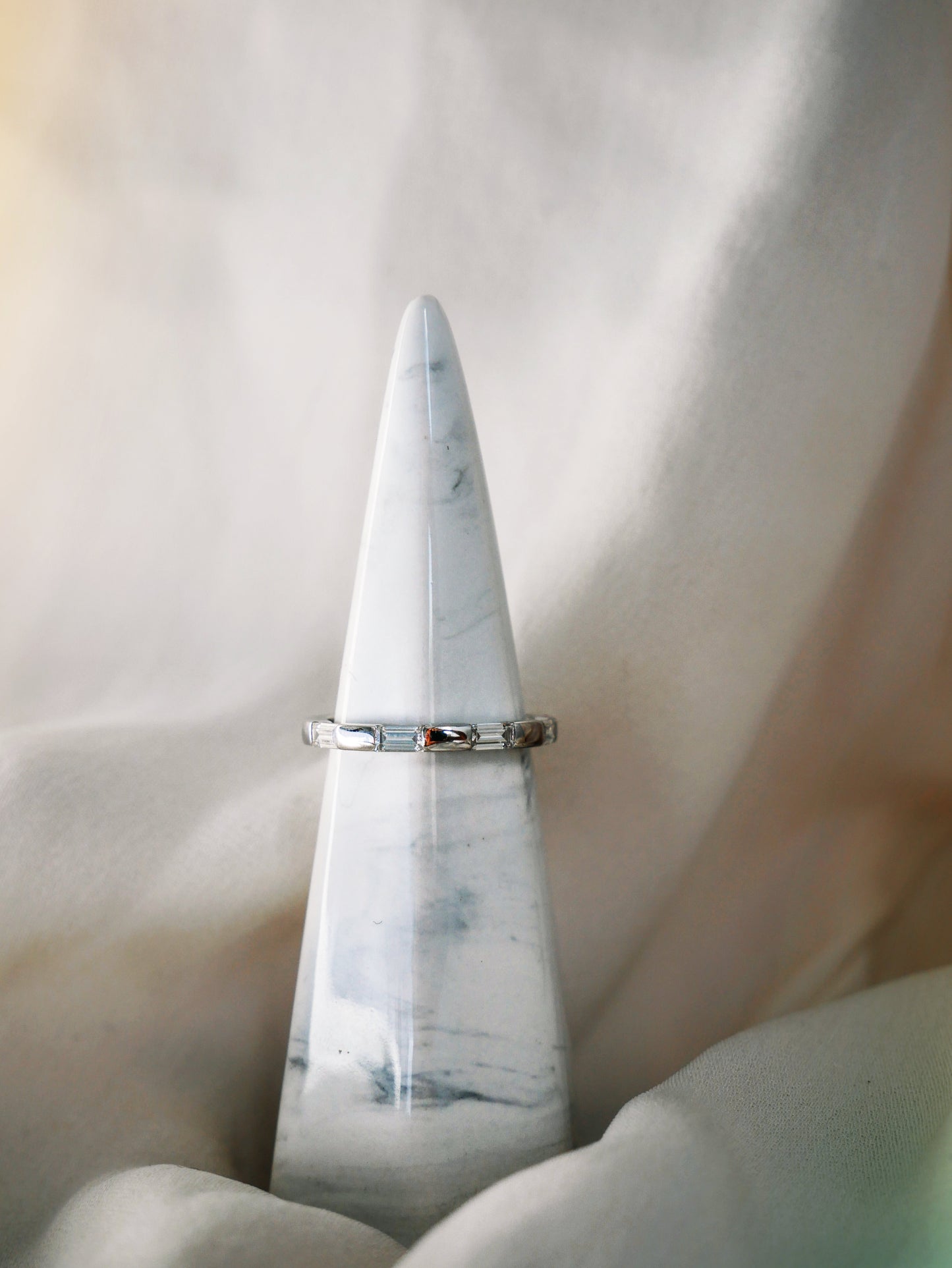 Mini Emerald Moissanite Wedding Band