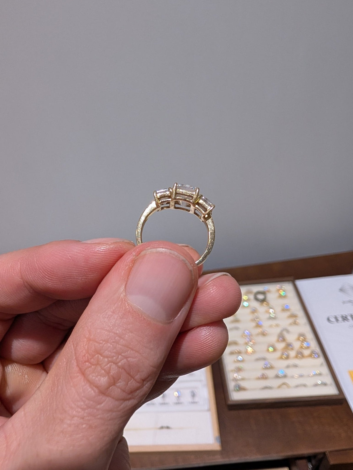 3.6ct Radiant Trilogy Moissanite (.8ct + 2ct +.8ct) 14K Yellow Gold Size Size K 1/2 - Moissanite Engagement Rings