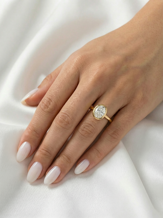 Oval Bezel Diamond Engagement Ring