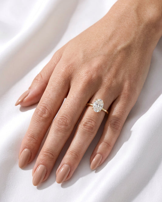 Selene - Oval Hidden Halo Moissanite Engagement Ring