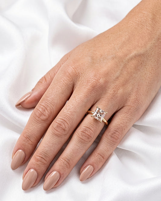 Sienna: Princess Coffee Champagne Solitaire Moissanite Engagement Ring