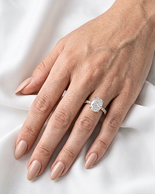 Sloane: Elongated Cushion Full Pavé Diamond Engagement Ring