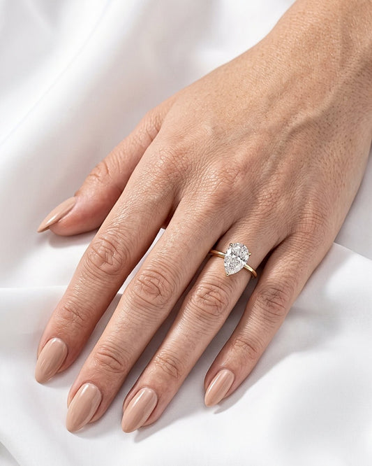 Talia - Pear Hidden Halo Moissanite Engagement Ring - Moissanite Engagement Rings
