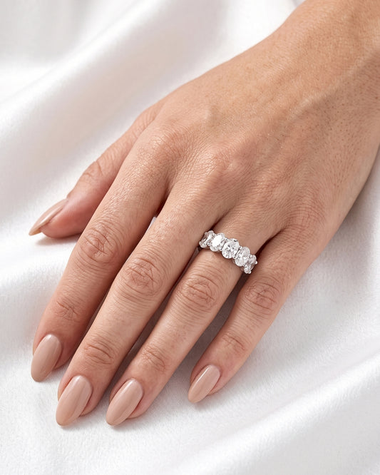 Tessa: 7 Stone Oval Moissanite Ring