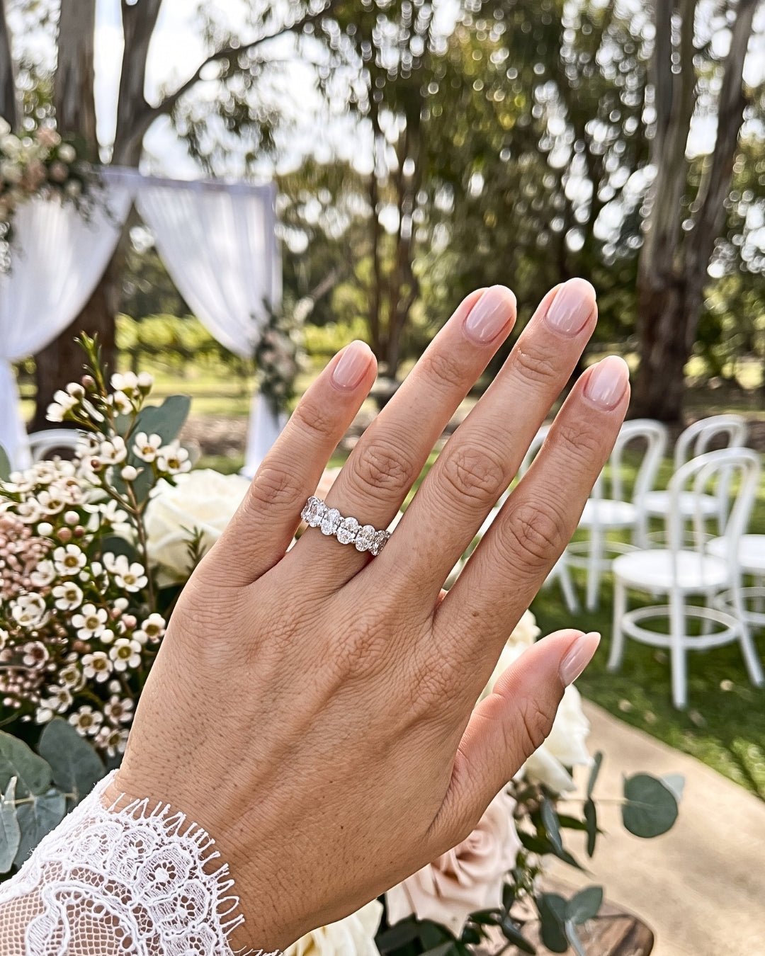 Tessa: 7 Stone Oval Moissanite Ring - Moissanite Engagement Rings