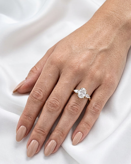 Willow: Oval Leaf Setting Diamond Engagement Ring