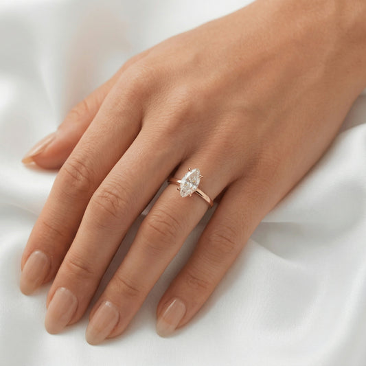 Marquise Solitaire Diamond Engagement Ring - Moissanite Engagement Rings