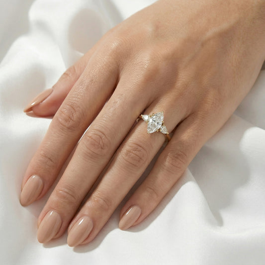 Marquise Trilogy Diamond Engagement Ring - Moissanite Engagement Rings