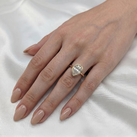 Pear Bezel Moissanite Engagement Ring — Guthrie Jewellery