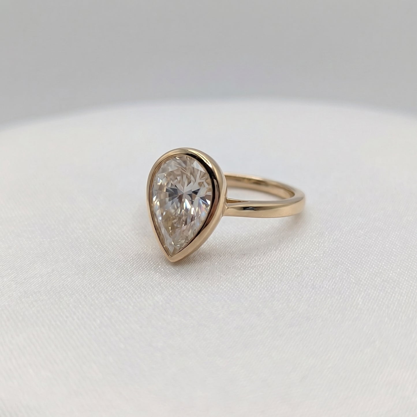 Pear Bezel Moissanite Engagement Ring - Moissanite Engagement Rings