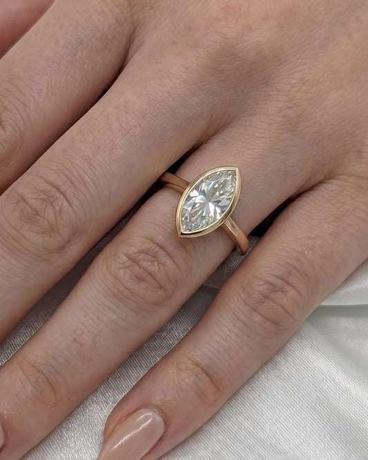 Marquise Bezel Moissanite Engagement Ring