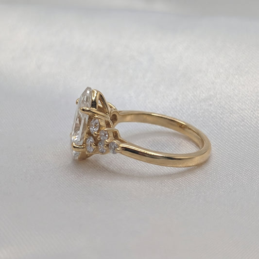 Marquise Cluster Stones Moissanite Engagement Ring - Moissanite Engagement Rings