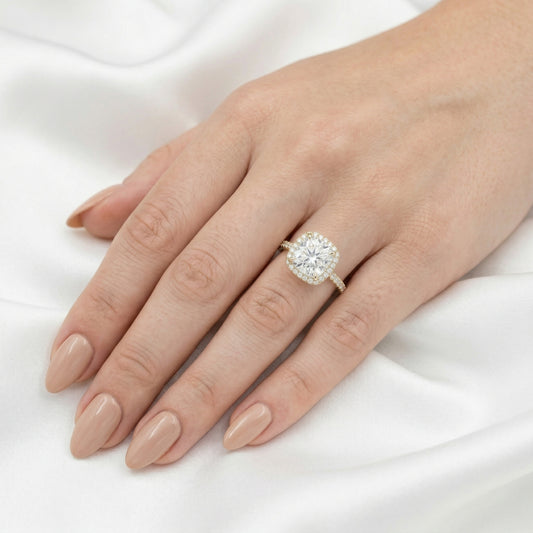 Cushion Halo Half Pavé Moissanite Engagement Ring — Guthrie Jewellery