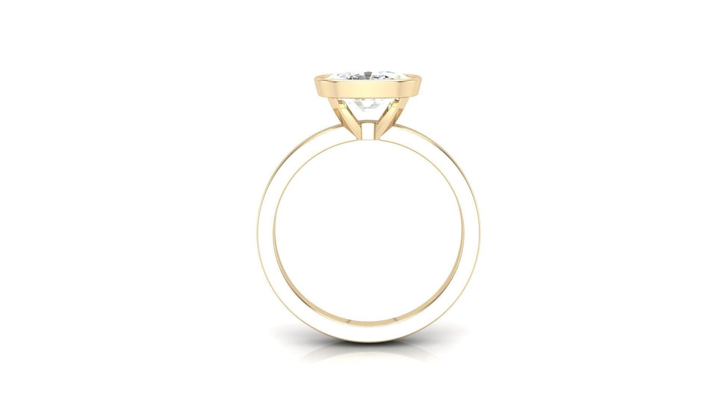East West Bezel Cushion Solitaire Diamond Engagement Ring - Moissanite Engagement Rings