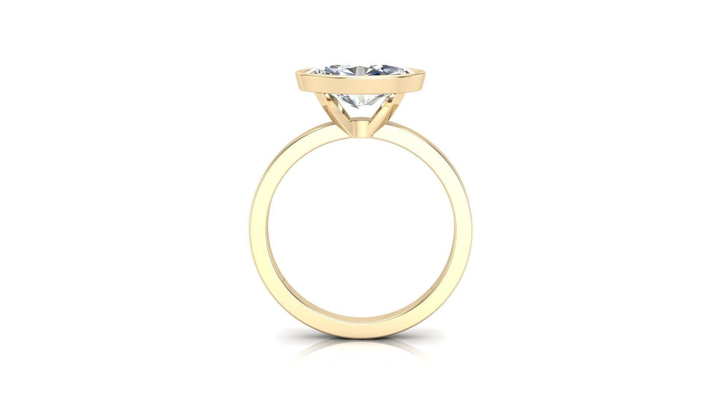 East West Bezel Oval Solitaire Diamond Engagement Ring - Moissanite Engagement Rings