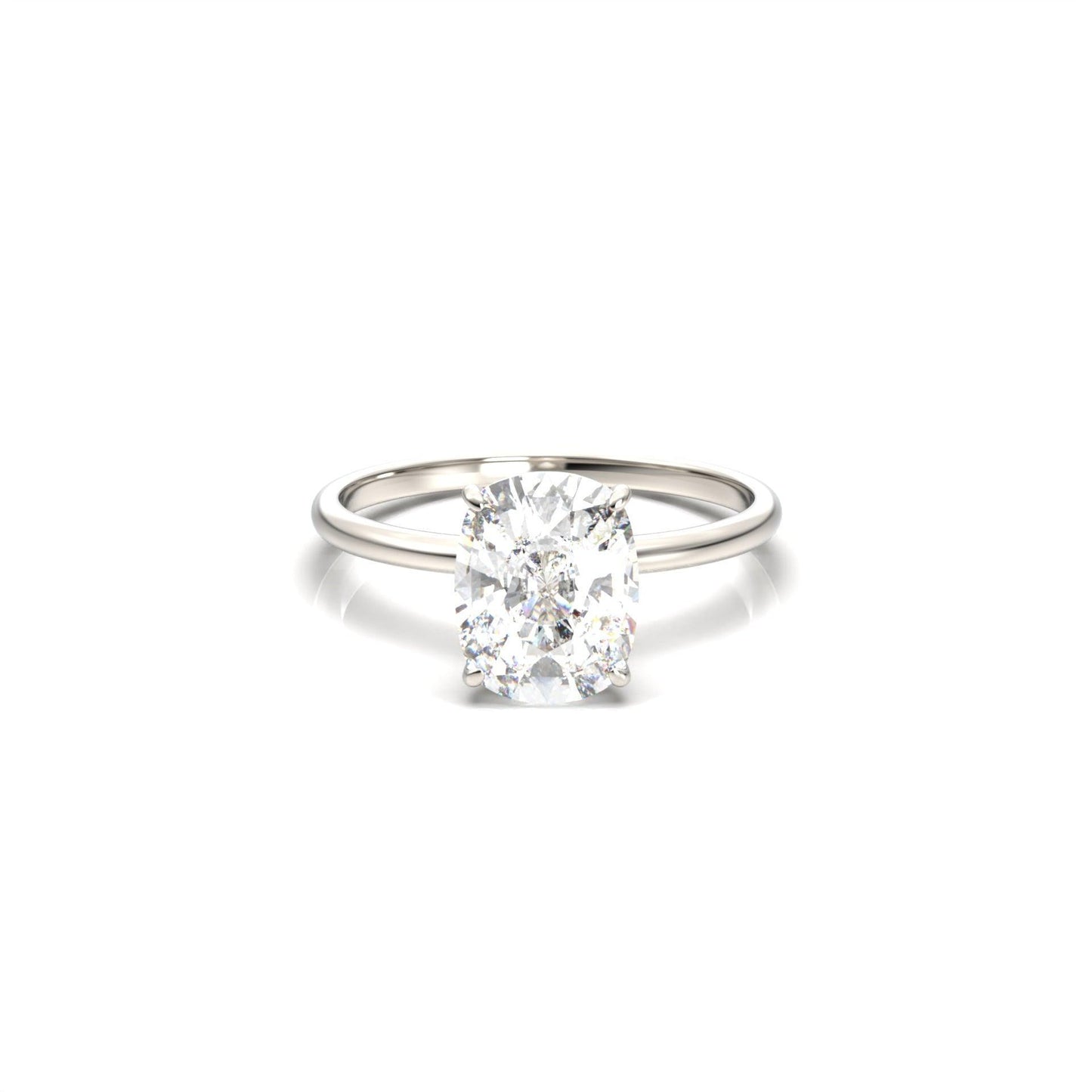 Elongated Cushion Cut Solitaire Diamond Engagement Ring | Moissanite Engagement Rings