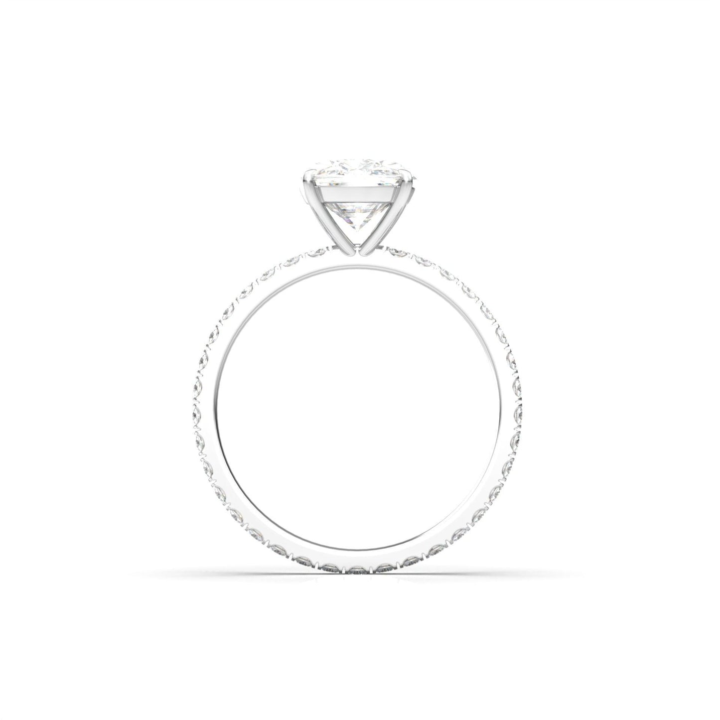 Elongated Cushion Full Pavé Diamond Engagement Ring - Moissanite Engagement Rings