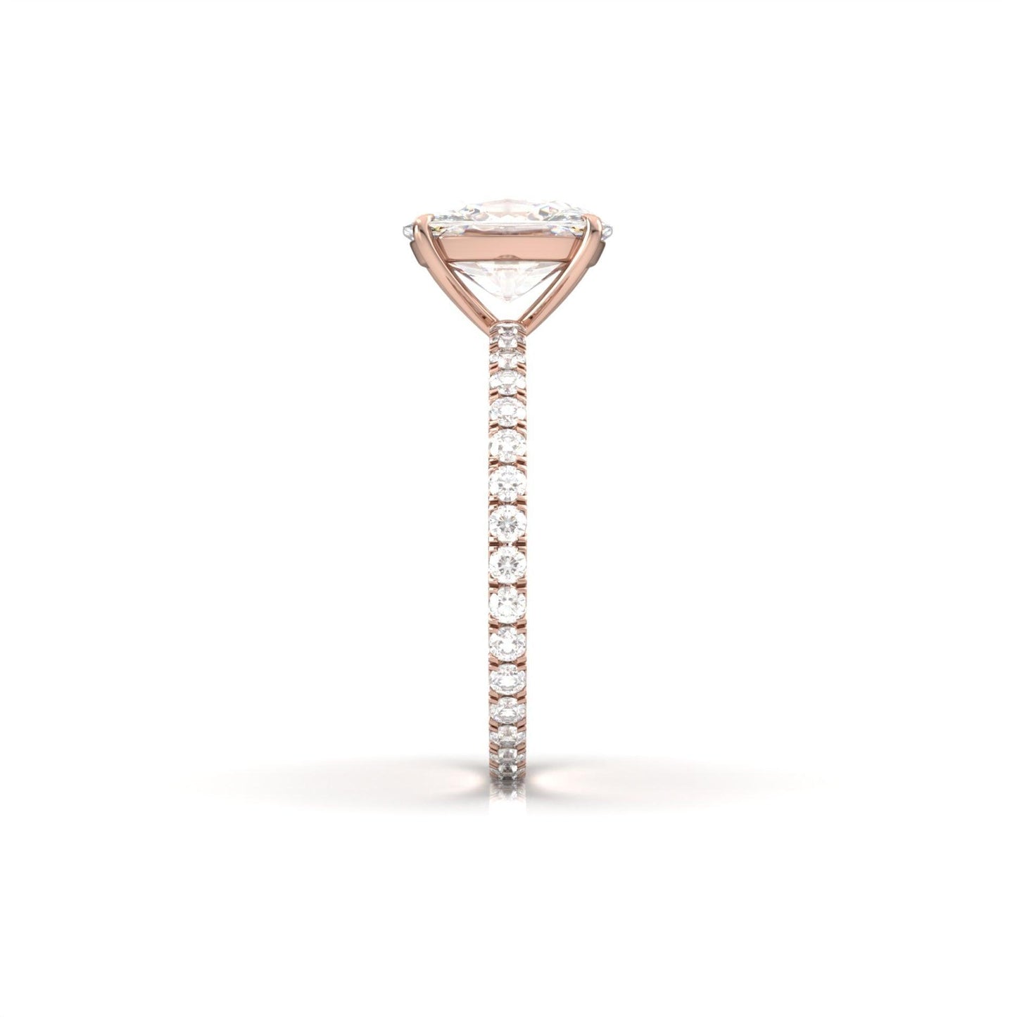 Elongated Cushion Full Pavé Diamond Engagement Ring - Moissanite Engagement Rings