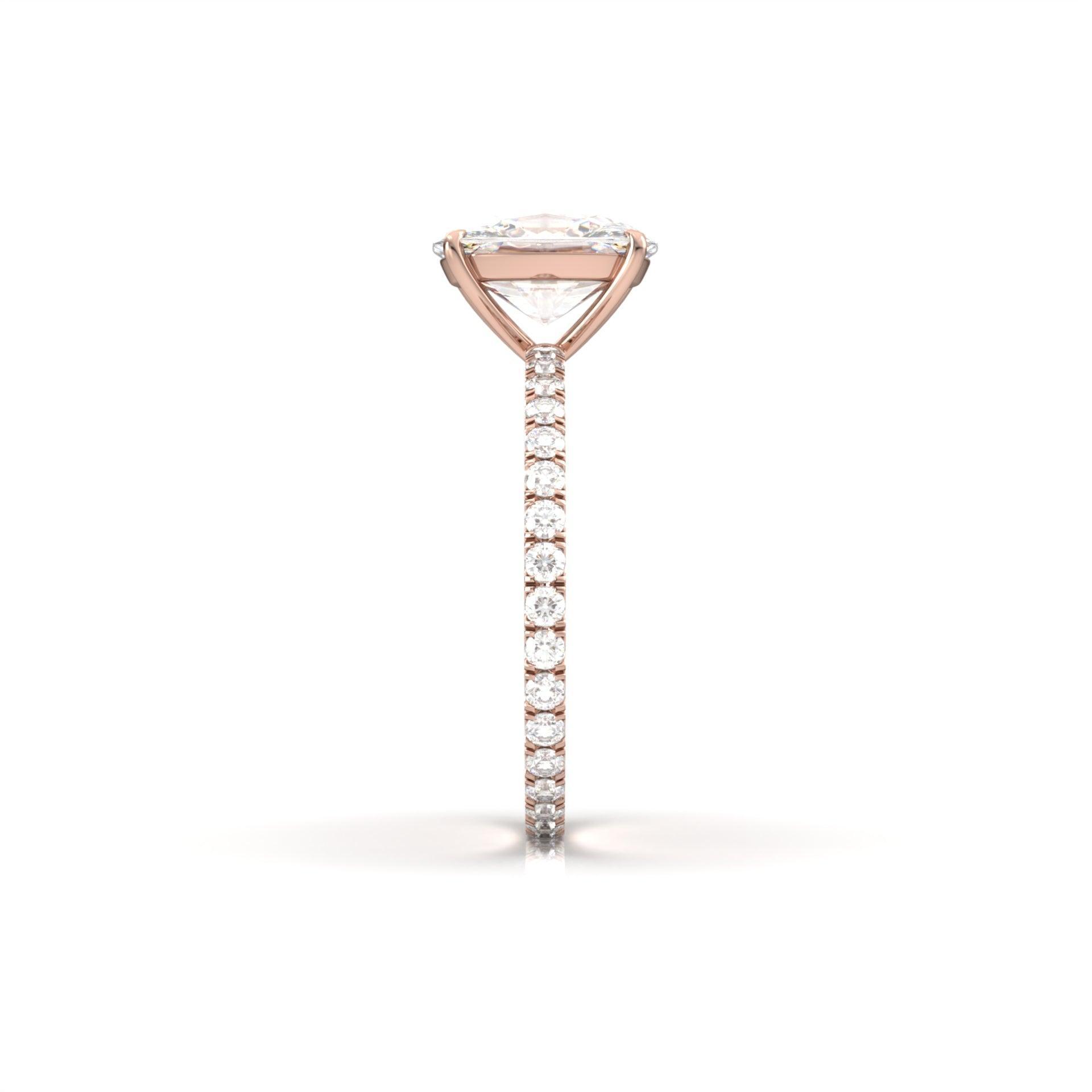 Elongated Cushion Full Pavé Diamond Engagement Ring - Moissanite Engagement Rings