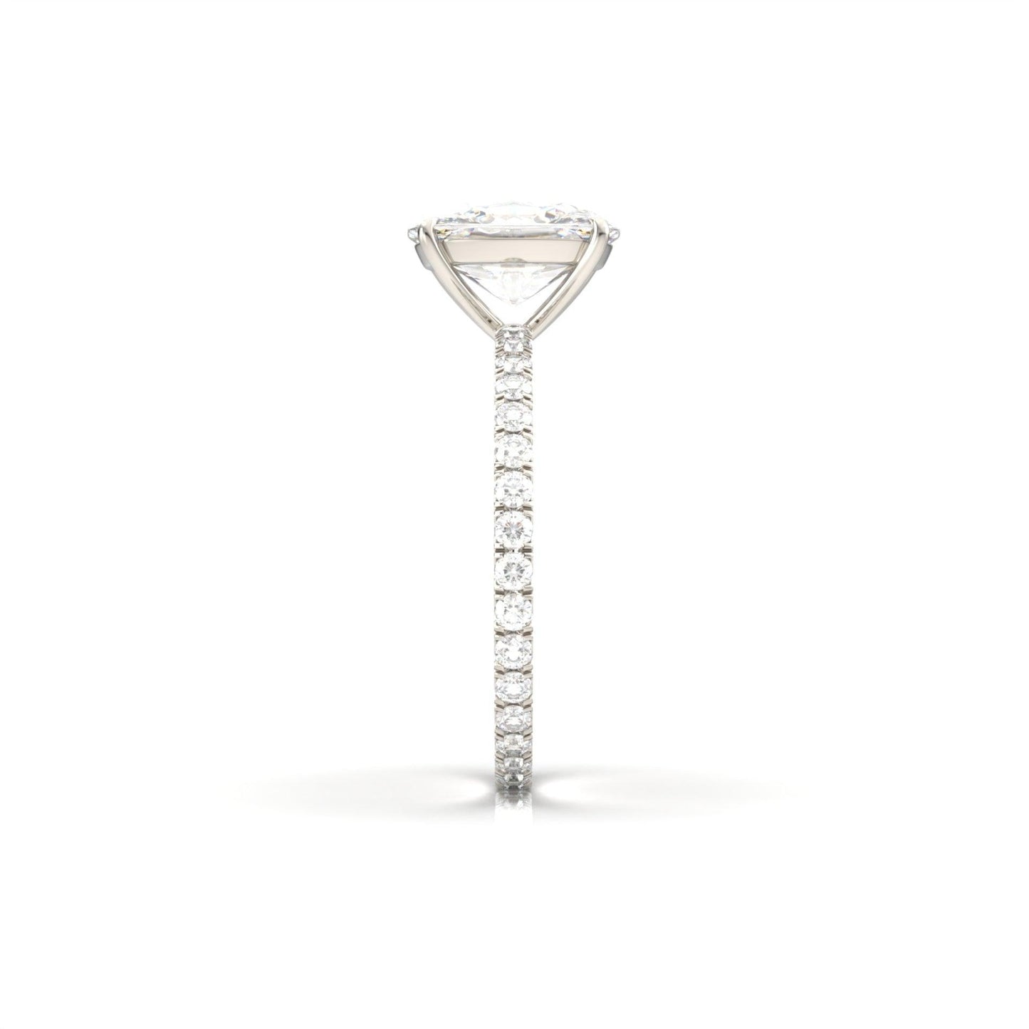 Elongated Cushion Full Pavé Diamond Engagement Ring - Moissanite Engagement Rings