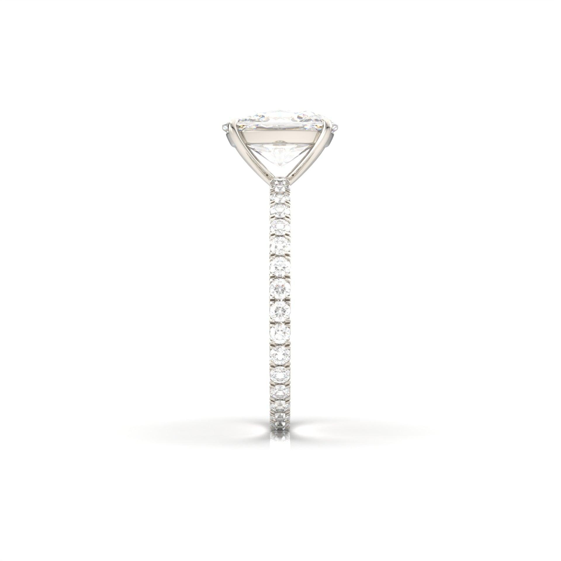 Elongated Cushion Full Pavé Diamond Engagement Ring - Moissanite Engagement Rings