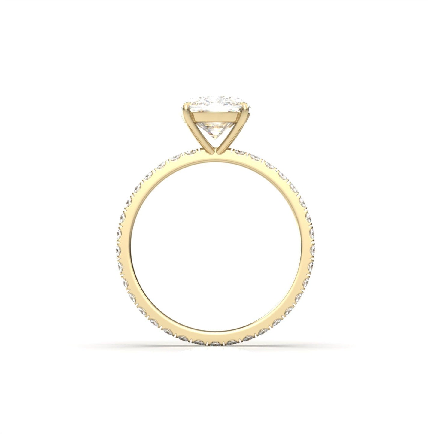 Elongated Cushion Full Pavé Diamond Engagement Ring - Moissanite Engagement Rings