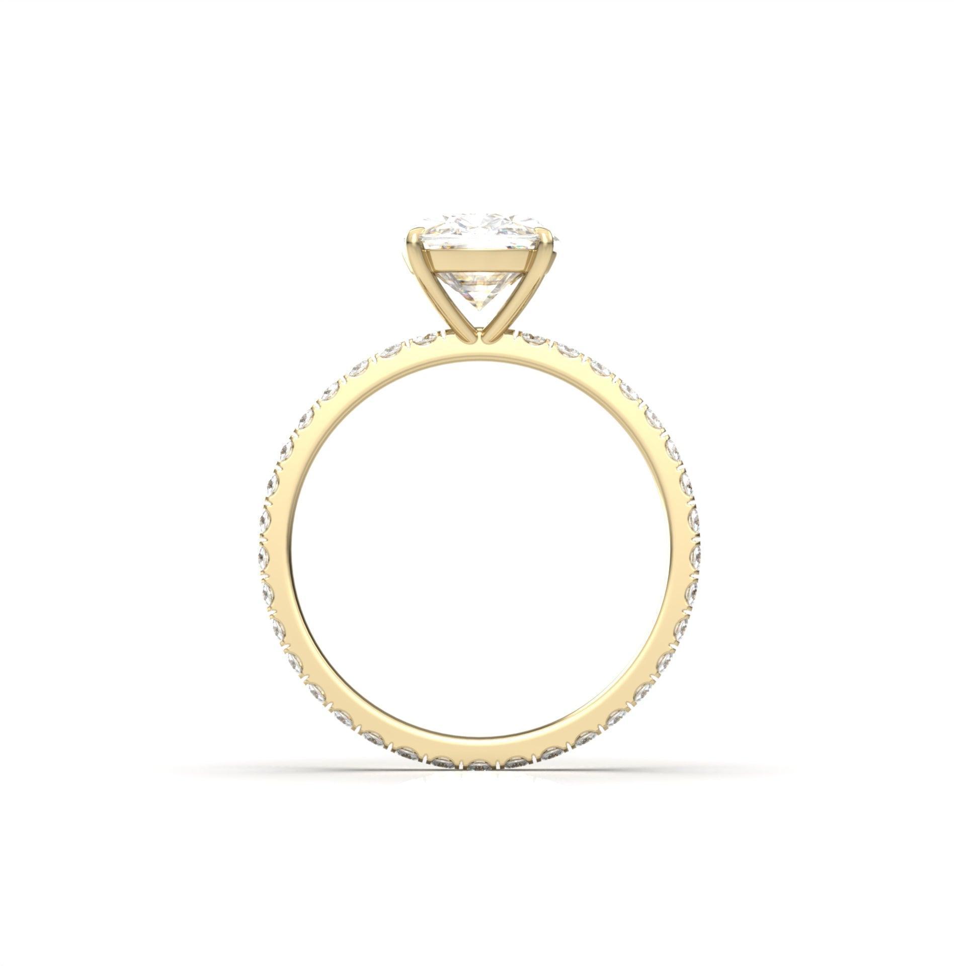 Elongated Cushion Full Pavé Diamond Engagement Ring - Moissanite Engagement Rings