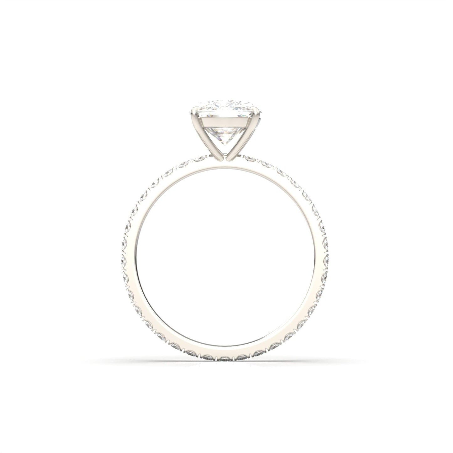 Elongated Cushion Full Pavé Diamond Engagement Ring - Moissanite Engagement Rings