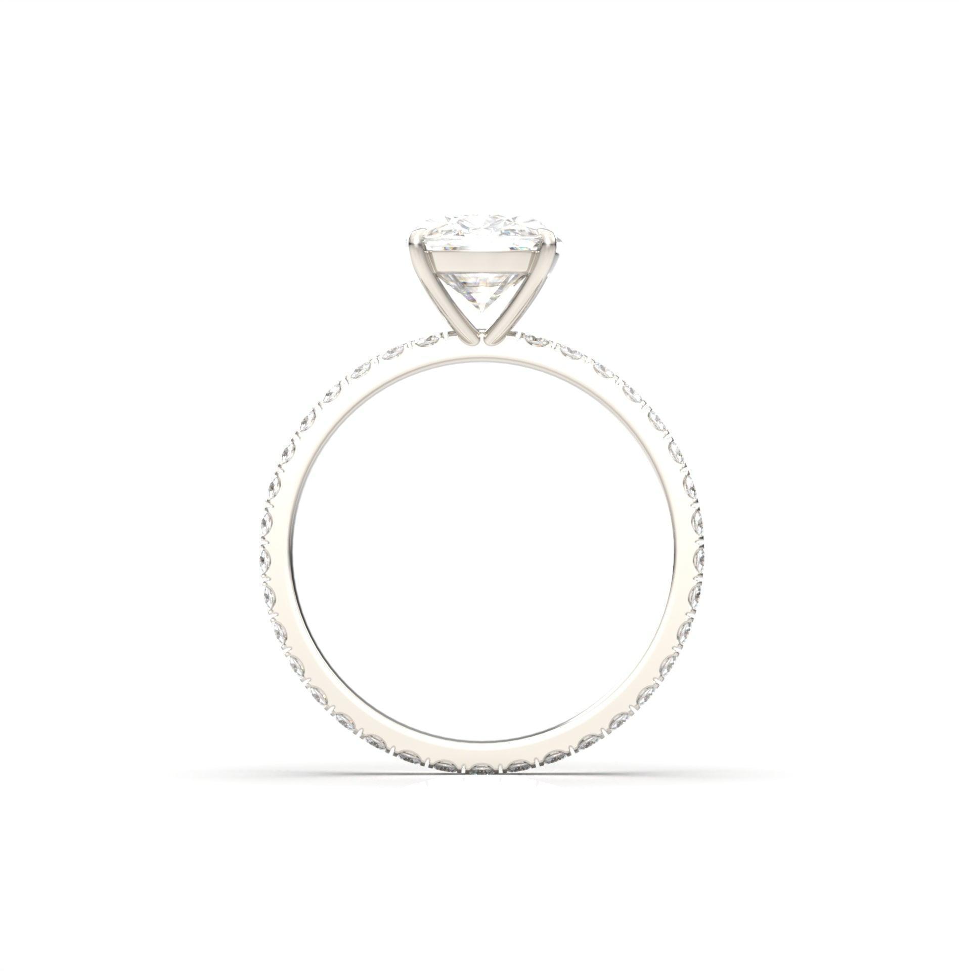Elongated Cushion Full Pavé Diamond Engagement Ring - Moissanite Engagement Rings
