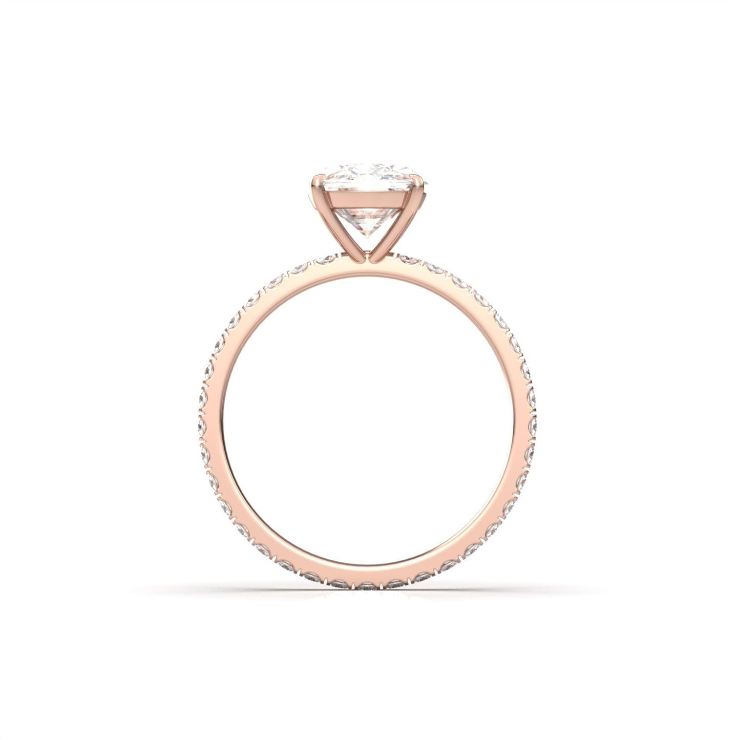Elongated Cushion Full Pavé Diamond Engagement Ring - Moissanite Engagement Rings