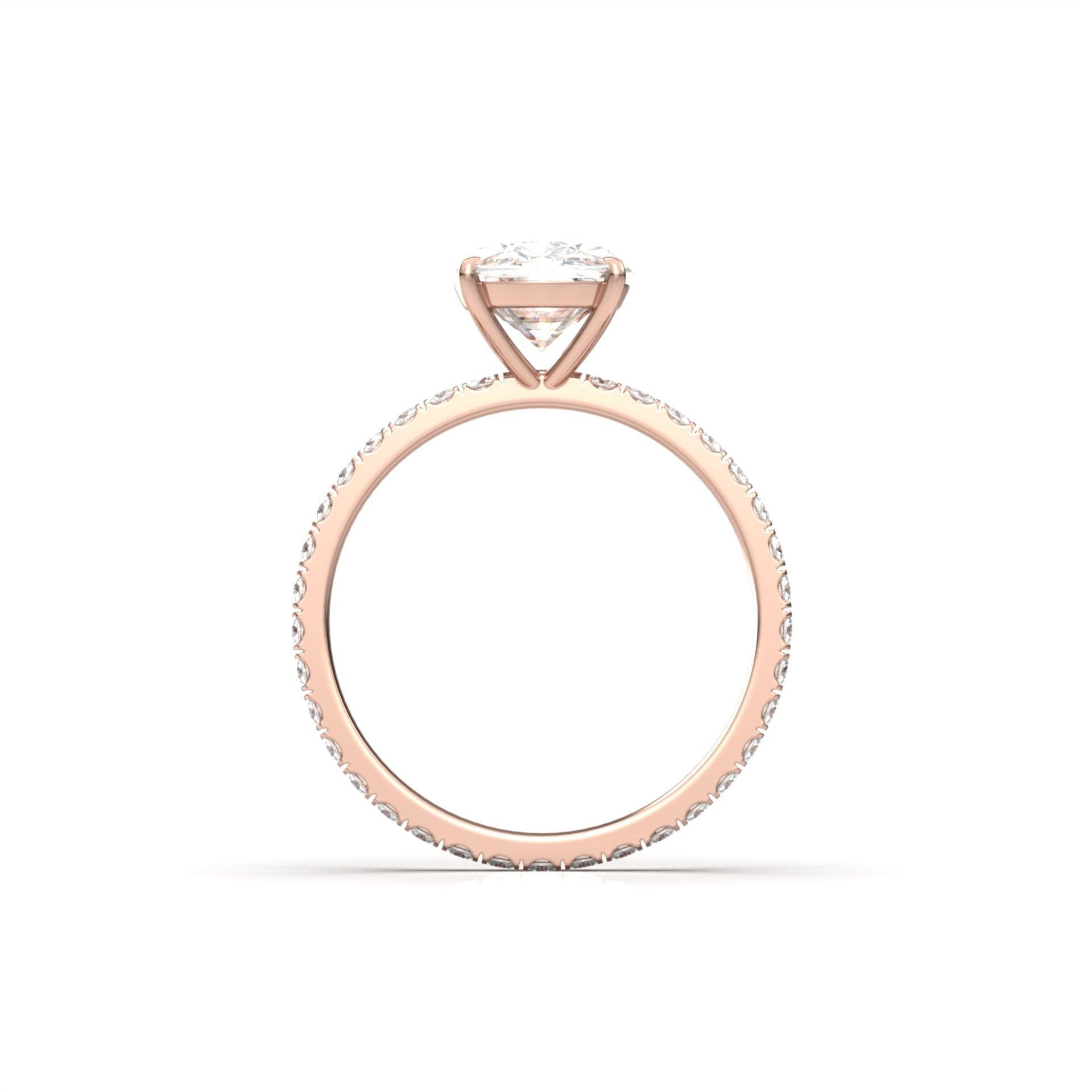Elongated Cushion Full Pavé Diamond Engagement Ring - Moissanite Engagement Rings