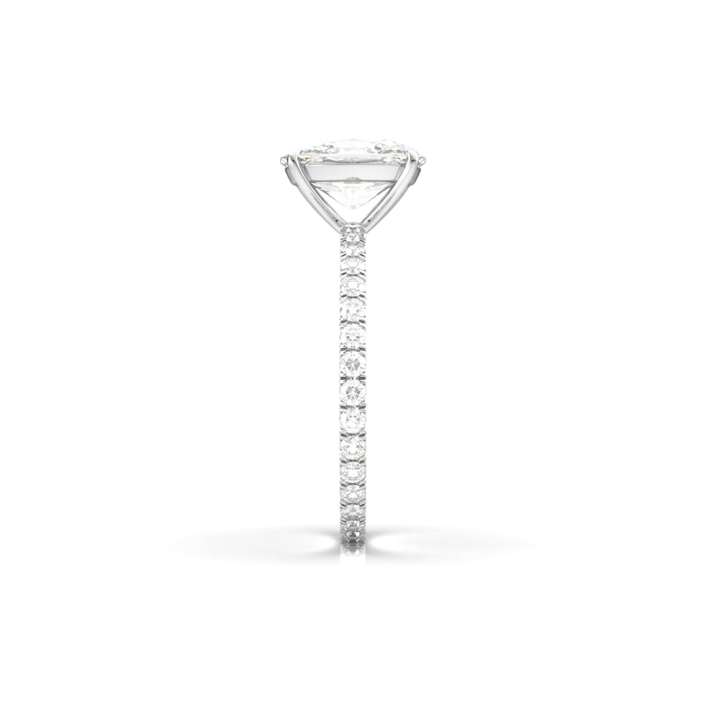 Elongated Cushion Full Pavé Diamond Engagement Ring - Moissanite Engagement Rings