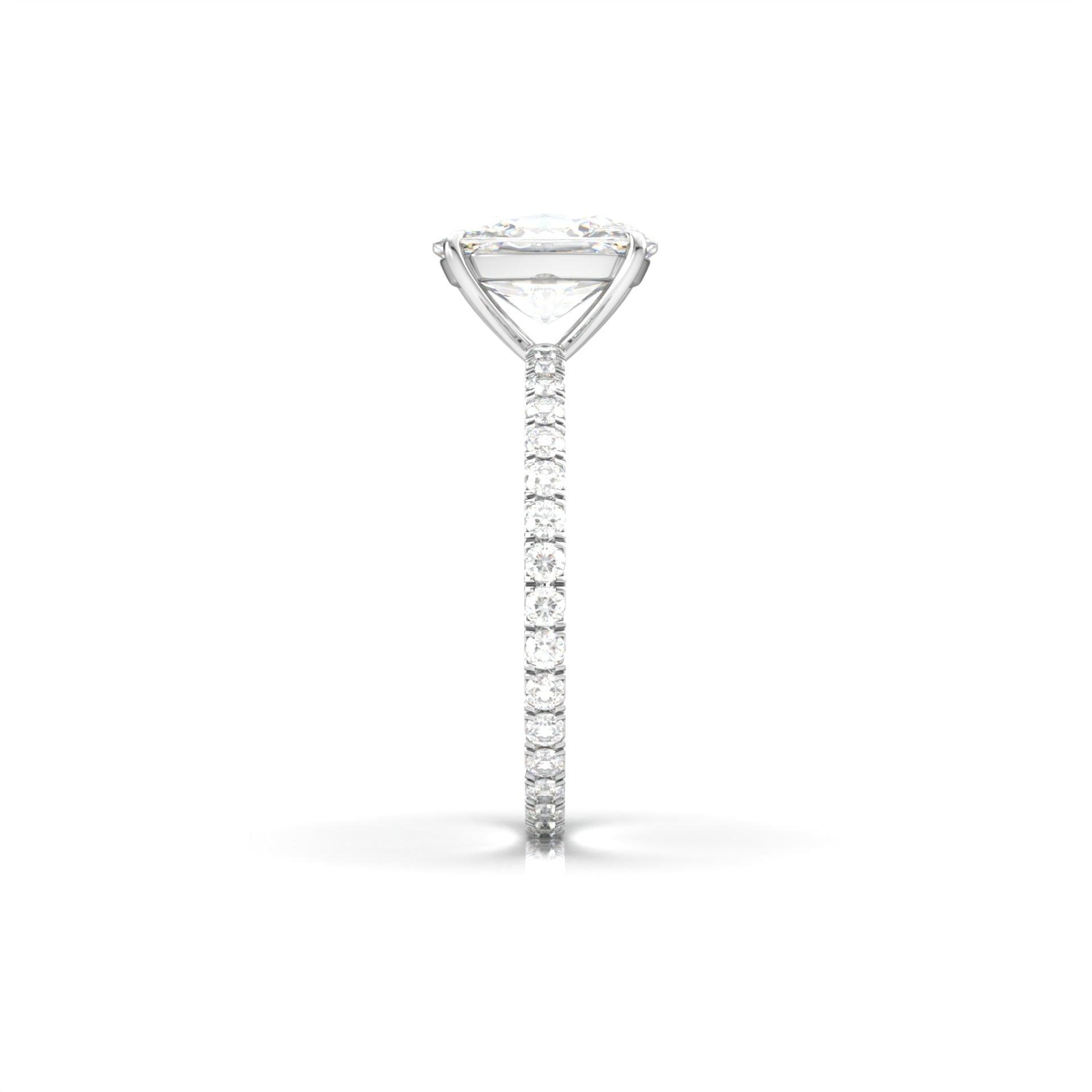 Elongated Cushion Full Pavé Diamond Engagement Ring - Moissanite Engagement Rings