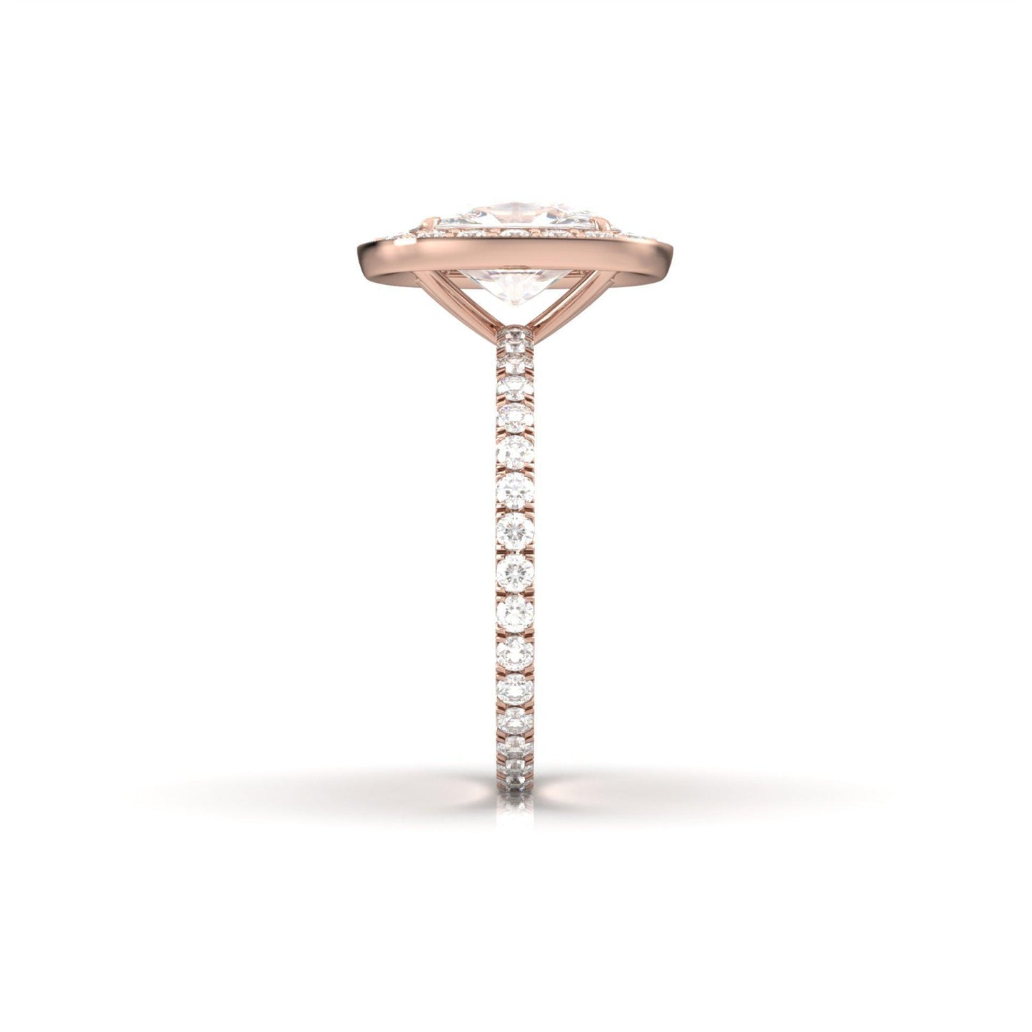 Elongated Cushion Halo Full Pavé Diamond Engagement Ring - Moissanite Engagement Rings